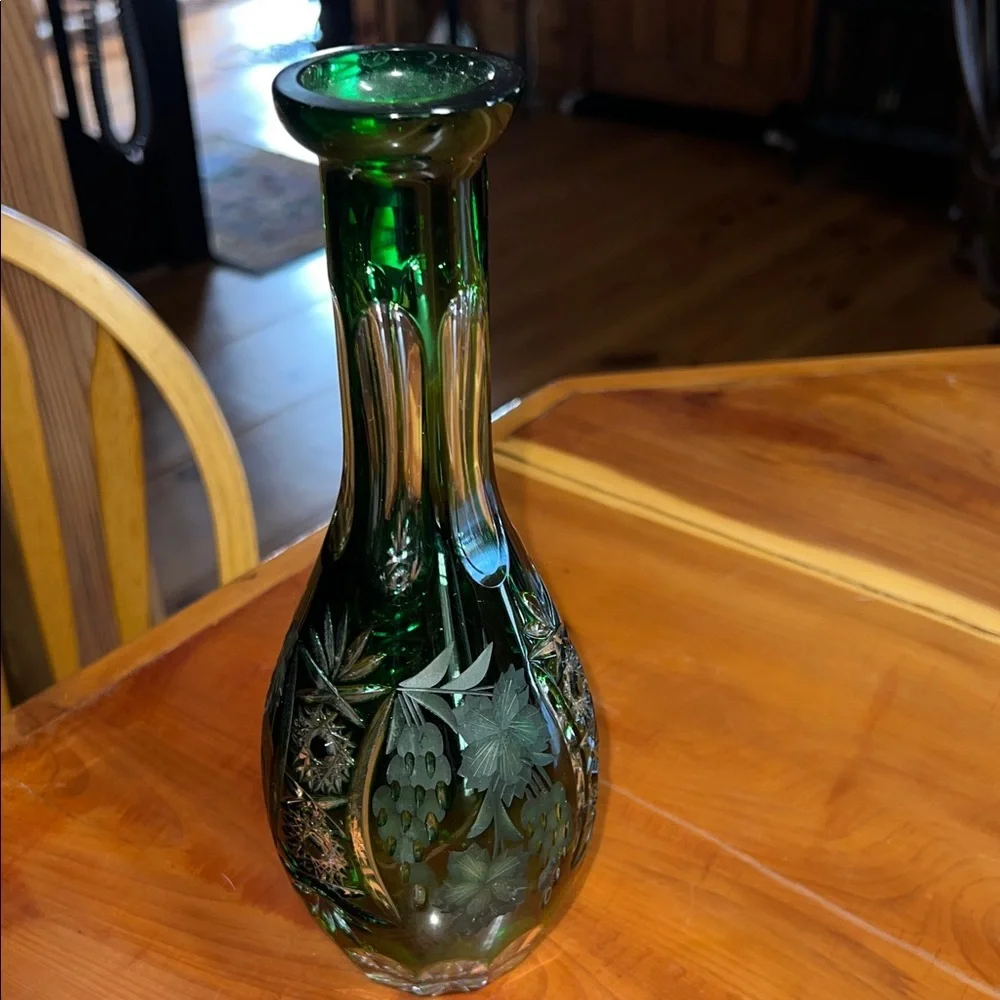 Vintage Green Nachtmann Crystal Decanter Cut to Clear Traube Grape Bavaria